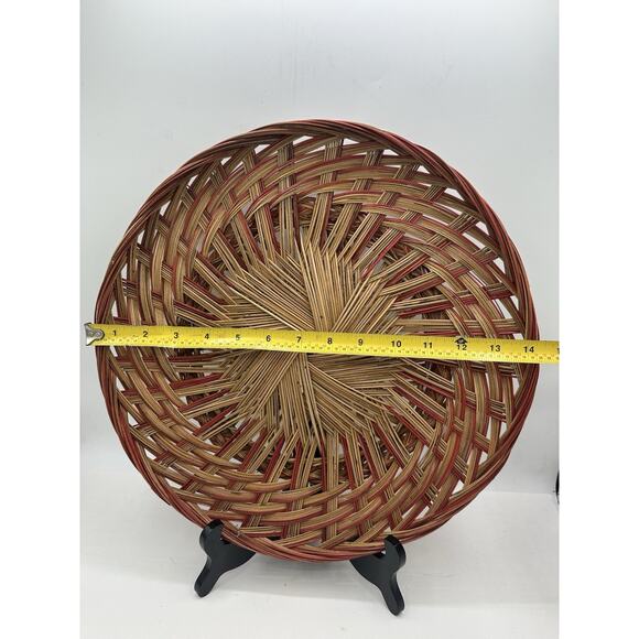 Rare Vintage Boho Red And Brown Rattan Wicker Reed Basket Decor - Picture 7 of 7